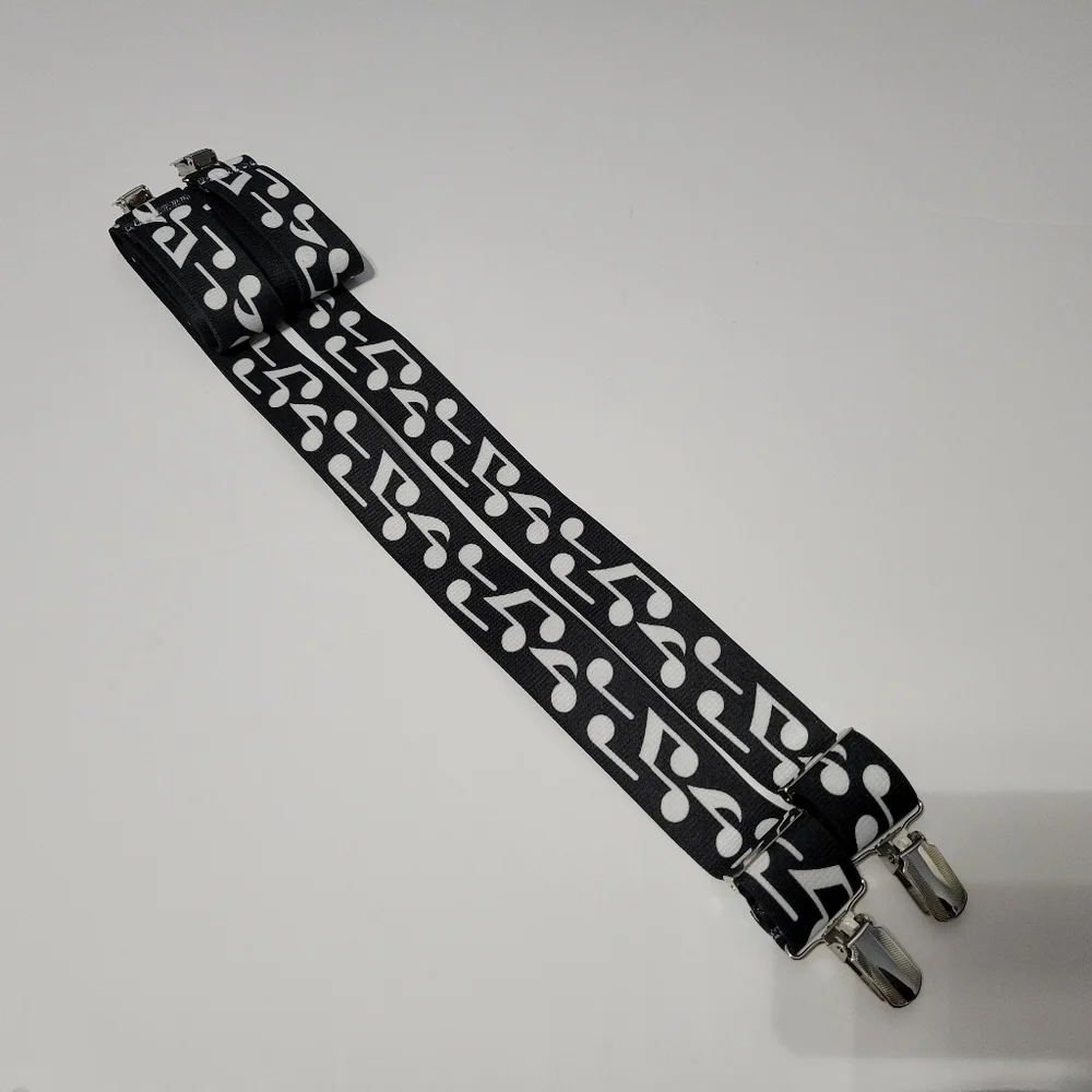 Men's Bold Musical Notes 48" Long 1.5" Adjustable Suspenders Made in USA - Picture 3 of 7